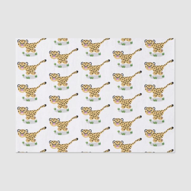 Cute baby cheetah running cartoon illustration tissue paper (Front)