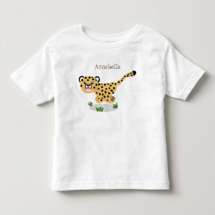 Cute baby cheetah running cartoon illustration toddler T-Shirt