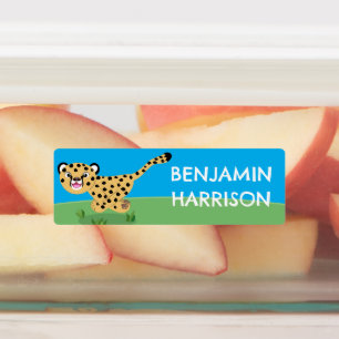 Cute baby cheetah running cartoon personalised