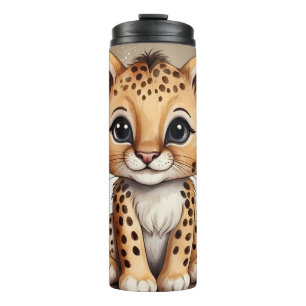 Cute Baby Cheetah Watercolor Illustration  Thermal Tumbler
