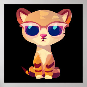 Cute Baby Cheetah with Sunglasses Poster