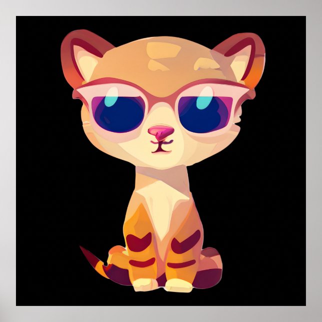 Cute Baby Cheetah with Sunglasses Poster (Front)