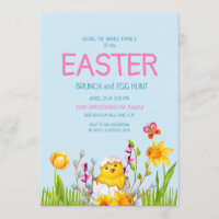 Cute Baby Chick Flowers Easter Brunch Egg Hunt