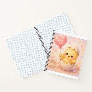 Cute Baby Chick Happy Day Spiral Notebook