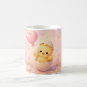 Cute Baby Chick Heart Balloon Pastel Mug