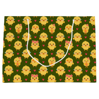 Cute Baby Chick Love with Hearts Large Gift Bag