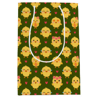 Cute Baby Chick Love with Hearts Medium Gift Bag