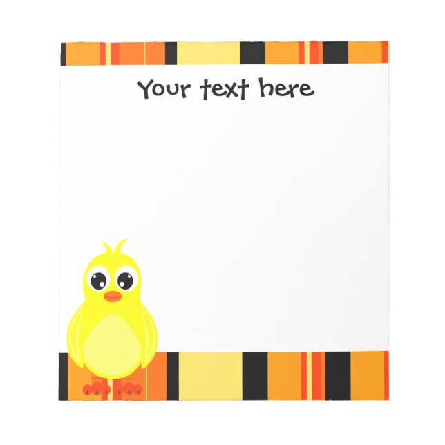 Cute Baby Chick - Orange Stripe Notepad (Front)
