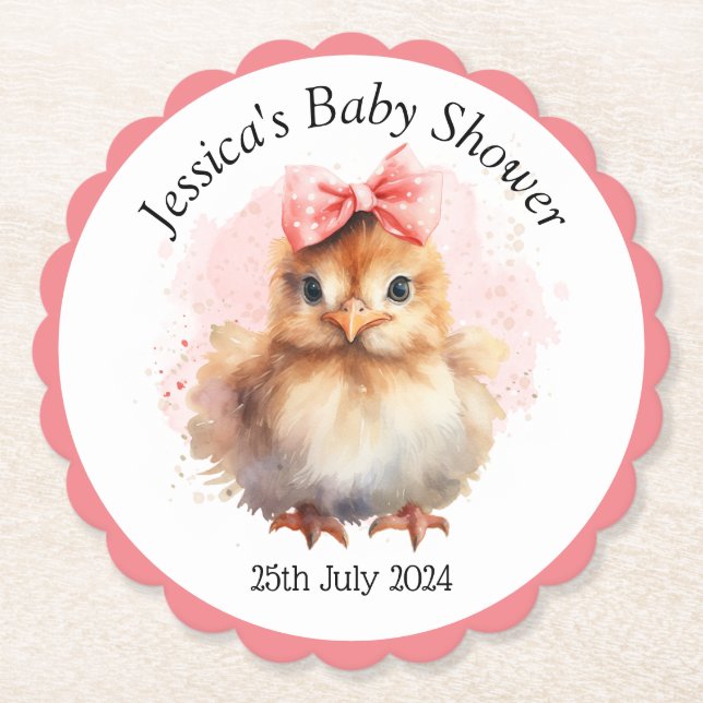 Cute baby Chick Paper Coaster (Front)