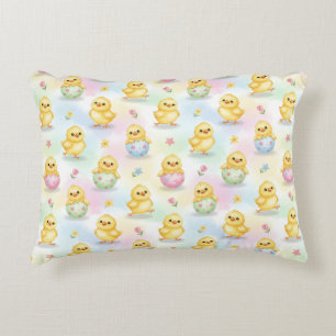 Cute Baby Chick Watercolor Easter Decorative Cushion