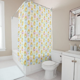 Cute Baby Chick Watercolor Easter Kids Shower Curtain