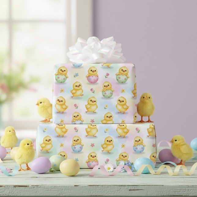 Cute Baby Chick Watercolor Easter Wrapping Paper (Creator Uploaded)