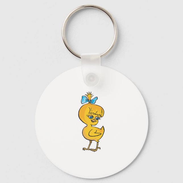 cute baby chick with bow key ring (Front)