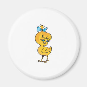 cute baby chick with bow magnet