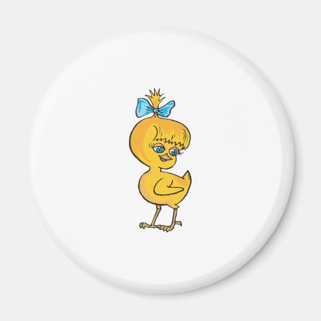 cute baby chick with bow magnet (Front)