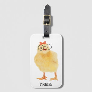 Cute Baby Chick With Glasses Luggage Tag
