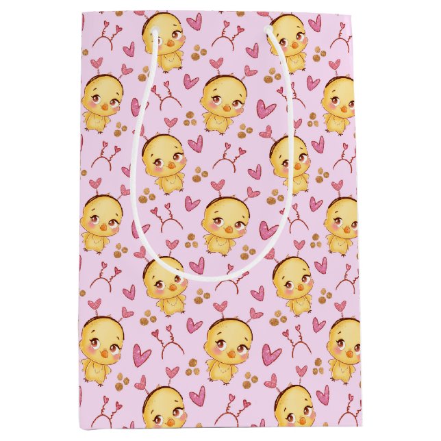 Cute Baby Chicks and Hearts  Gift Bag (Front)