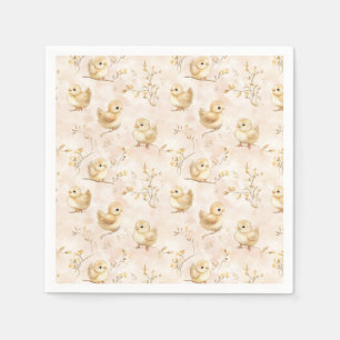 Cute Baby Chicks Pink Watercolor Pattern Napkin