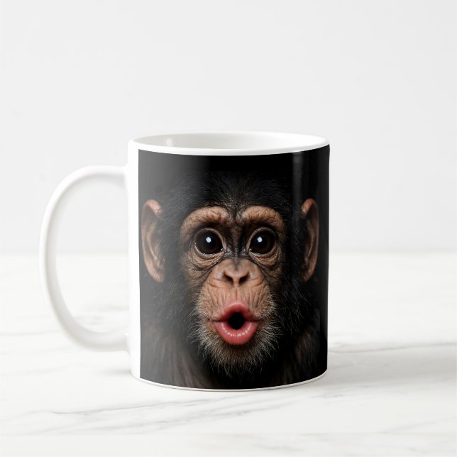 Cute Baby Chimpanzee Monkey Face Funny Animal Coffee Mug (Left)