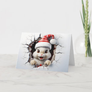 Cute Baby Christmas Animals 3D Bunny Greeting Card