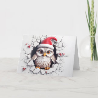 Cute Baby Christmas Animals 3D Owl Greeting Card