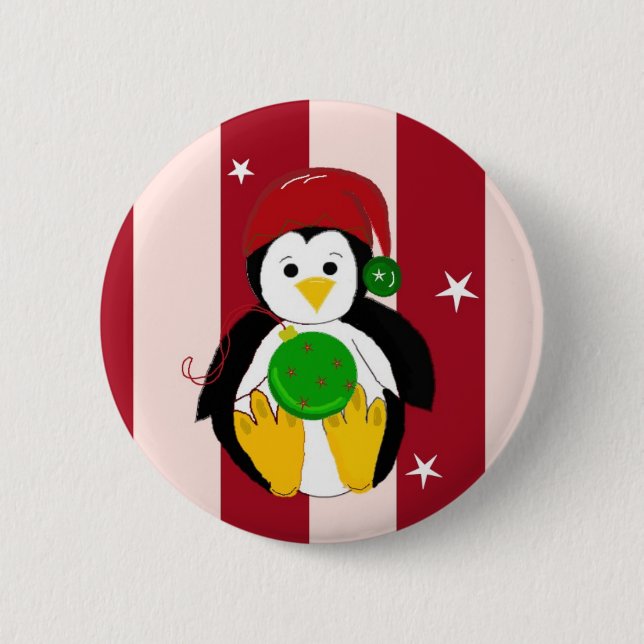Cute Baby Christmas Penguin 6 Cm Round Badge (Front)