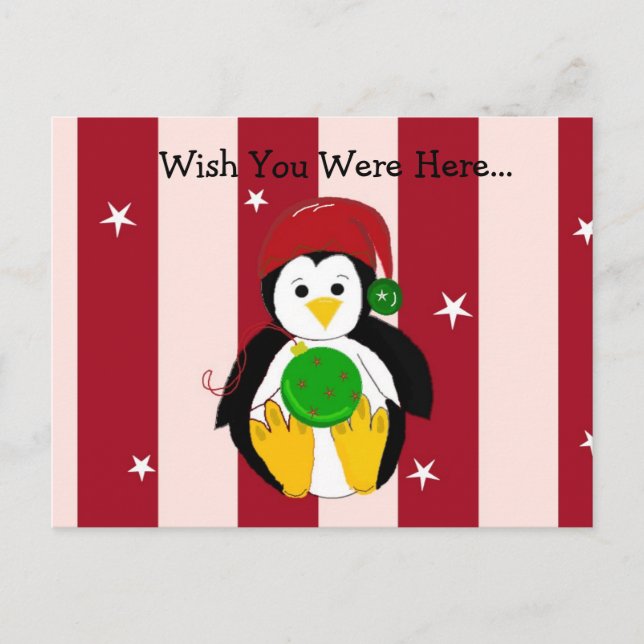 Cute Baby Christmas Penguin Holiday Postcard (Front)