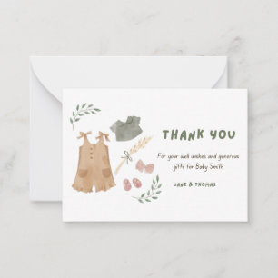 Cute Baby Clothes Thank You Baby Shower Card