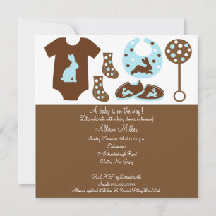 Cute Baby Clothing Boy Baby Shower Invitation