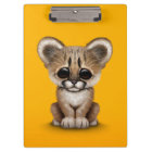 Cute Baby Cougar Cub on Yellow