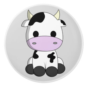 Cute baby cow cartoon ceramic knob