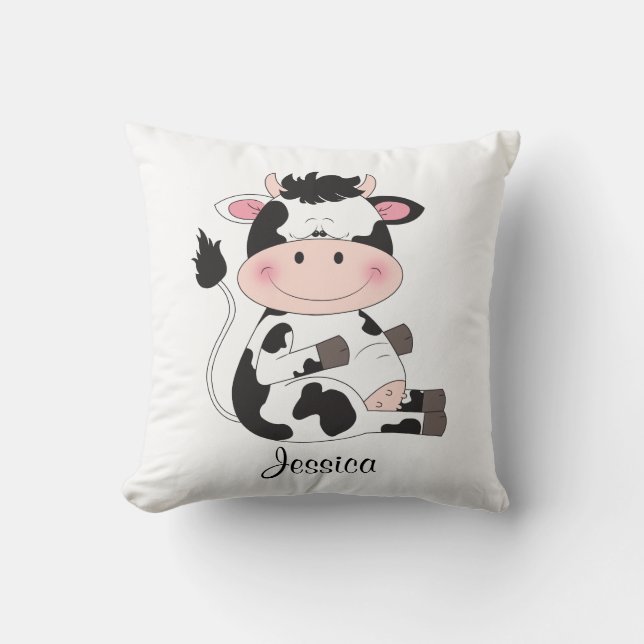 Cute Baby Cow Cartoon Cushion (Front)