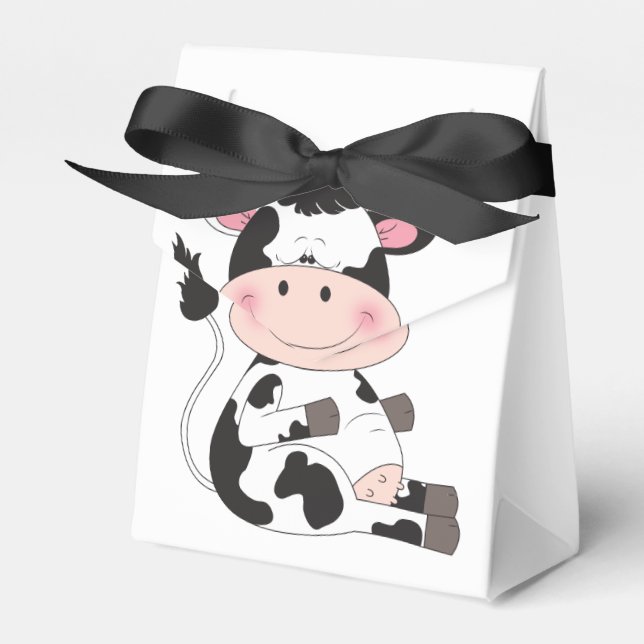 Cute Baby Cow Cartoon Favour Box (Front Side)