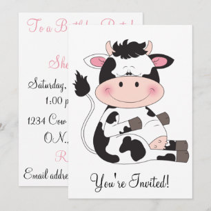 Cute Baby Cow Cartoon Invitation