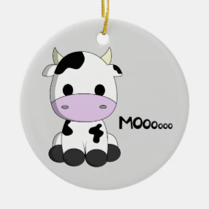 Cute baby cow cartoon kids ceramic tree decoration