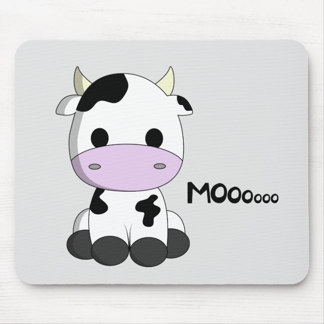 Cute baby cow cartoon kids mouse mat (Front)