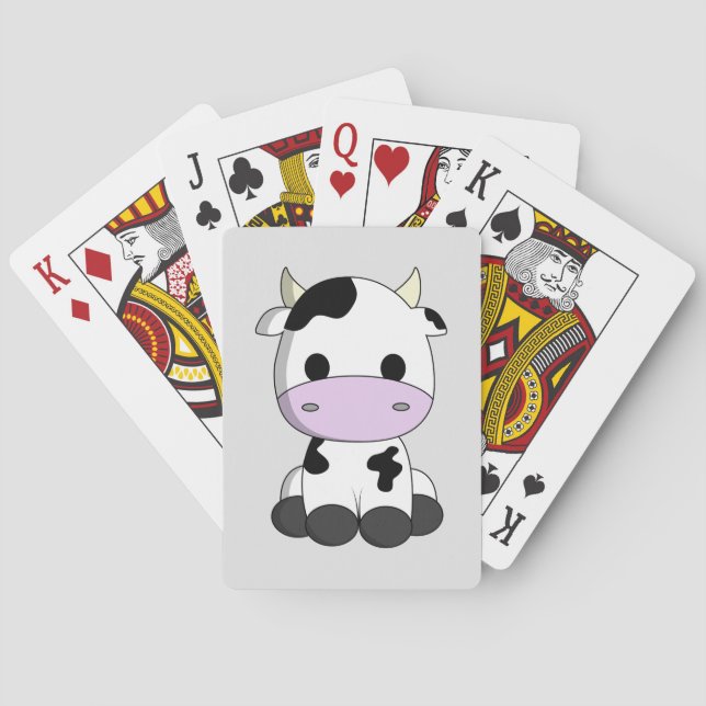 Cute baby cow cartoon kids playing cards (Back)
