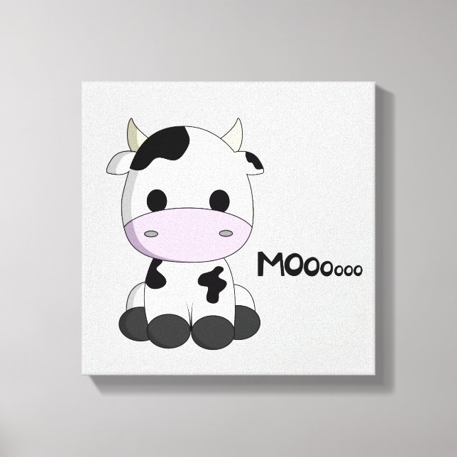 Cute baby cow cartoon kids wrapped canvas (Front)