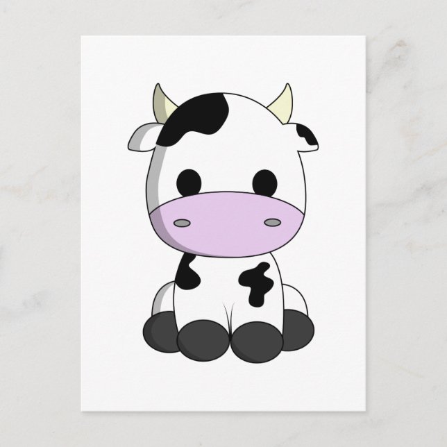 Cute baby cow cartoon postcard (Front)