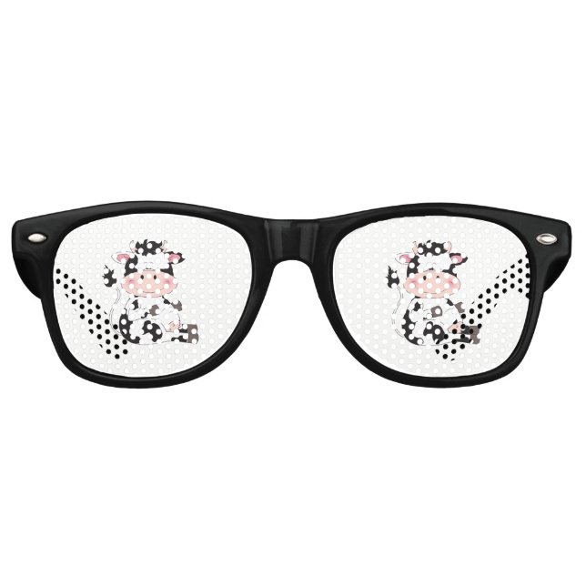 Cute Baby Cow Cartoon Retro Sunglasses (Front)