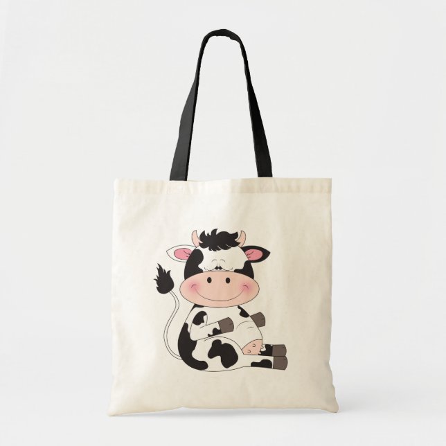 Cute Baby Cow Cartoon Tote Bag (Front)