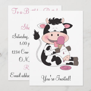 Cute Baby Cow Cartoon With His Favourite Treat Invitation