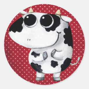 Cute Baby Cow Classic Round Sticker