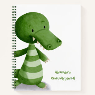 Cute Baby Crocodile Illustration Personalised Notebook