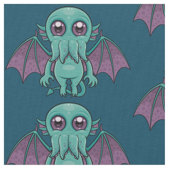 Cute Baby Cthulhu Monster Fabric (Close Up)