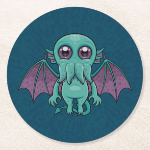 Cute Baby Cthulhu Monster Round Paper Coaster