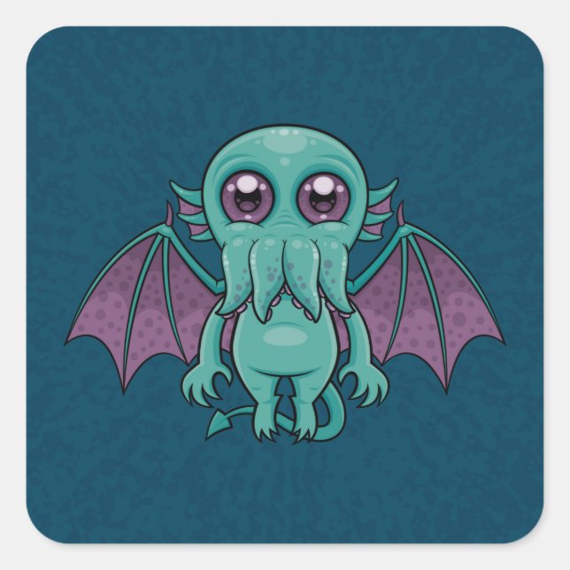 Cute Baby Cthulhu Monster Square Sticker (Front)