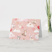 Cute Baby Cupid Animals Thank You Card