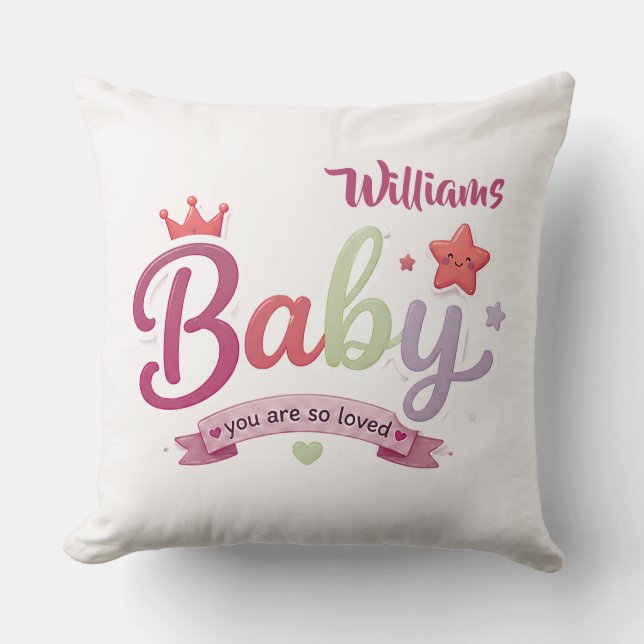 Cute Baby Custom Typography Cushion (Front)
