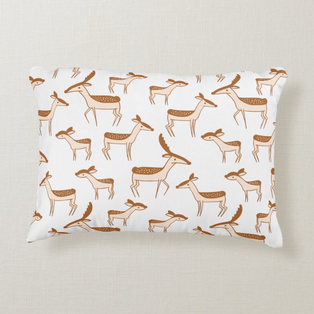 Cute Baby Deer and Family Decorative Cushion (Back)